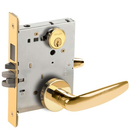 Schlage Schlage L-Series, Entrance Mortise Lock, A Rose, 07 Lever, Grade 1 Mortise Lock, Conventional Cylind L9453P 07A 605